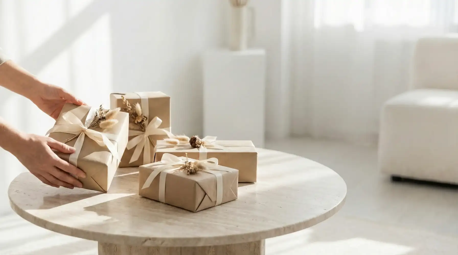 Gift boxes on marble table